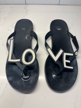 Melissa Black 'LOVE' Jelly Flip Flop Sandals